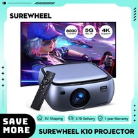 SUREWHEEL K10 Projector Native 1080P 4K Support 200inch Display 5G WiFi & BT 5.0 12000 Lumens Zoom Function, Keystone Correction