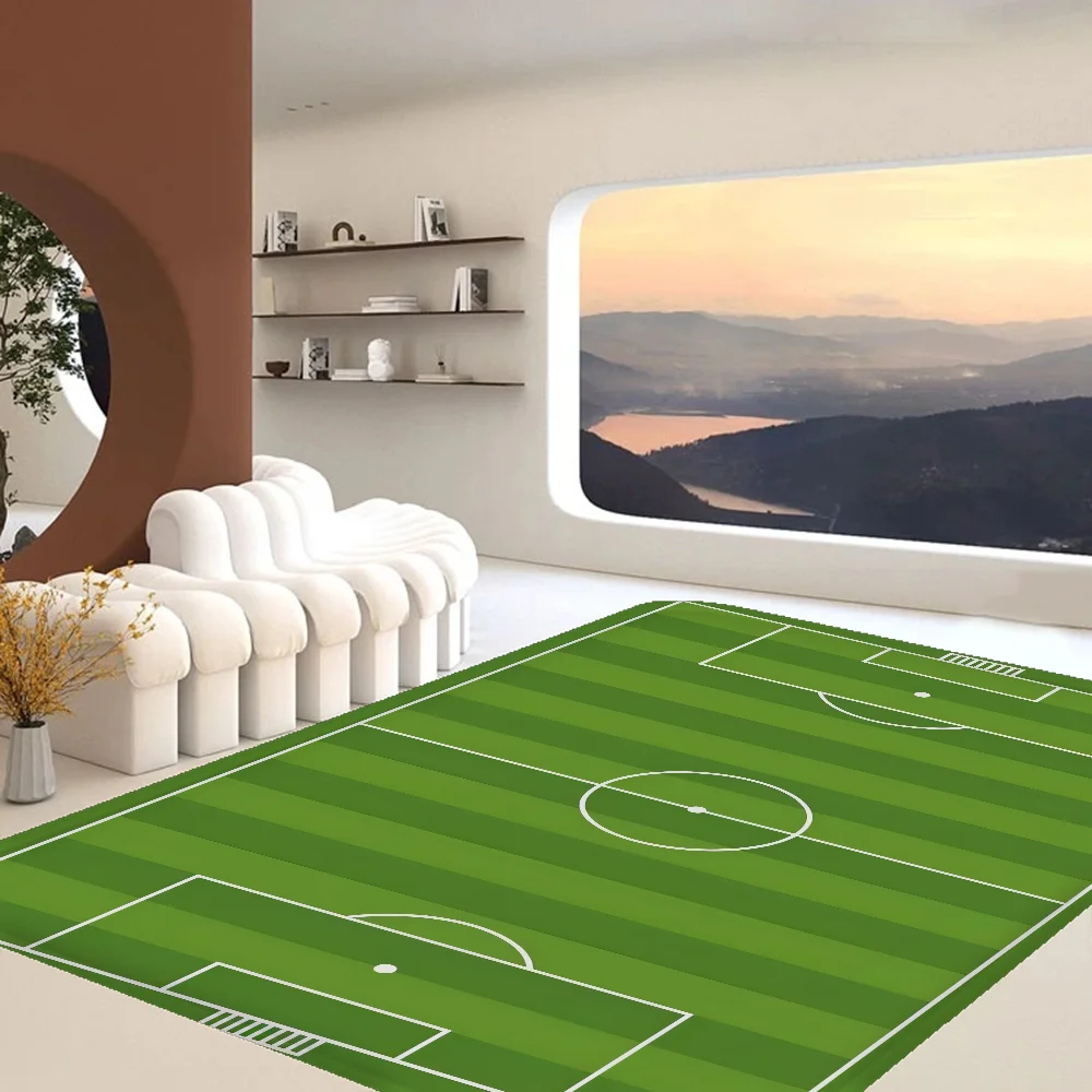 Green Turf Football Field Kitchen Mat Washable Non-Slip Living Room Sofa Chairs Area Mat Kitchen Toilet Rug