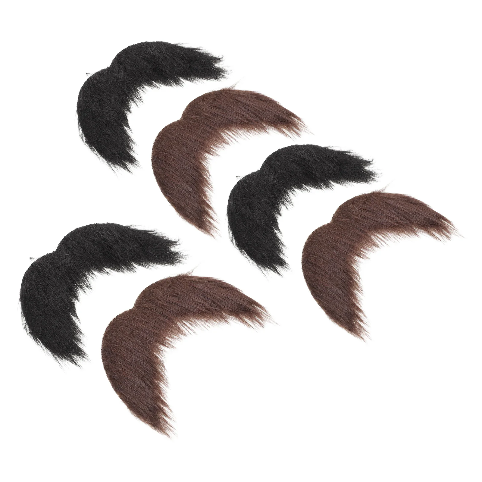 

6 Pcs Fake Beard Suit and Mustache for Costume Make up Polyester Moustaches Man