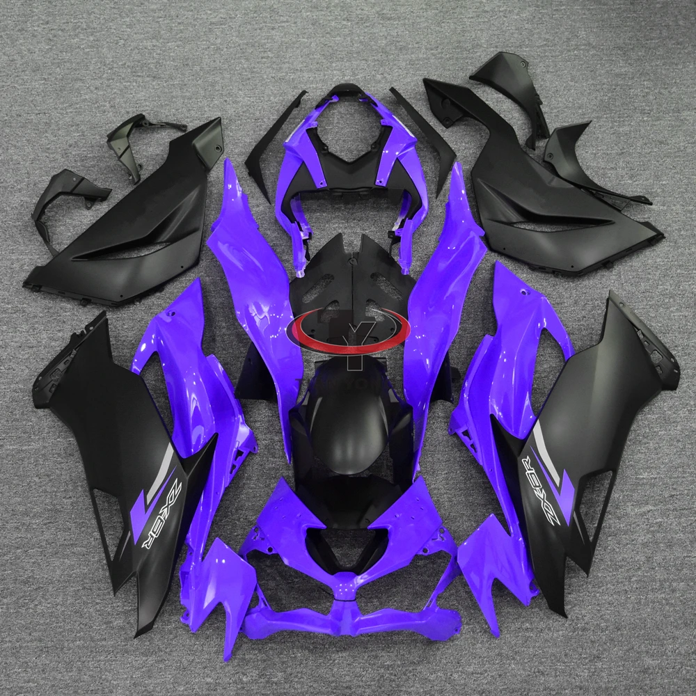 For Kawasaki ZX6R 636 2019-2020-2021-2022-2023 Matte black print and glossy purple Bodywork Full Fairing Kit Injection Cowling