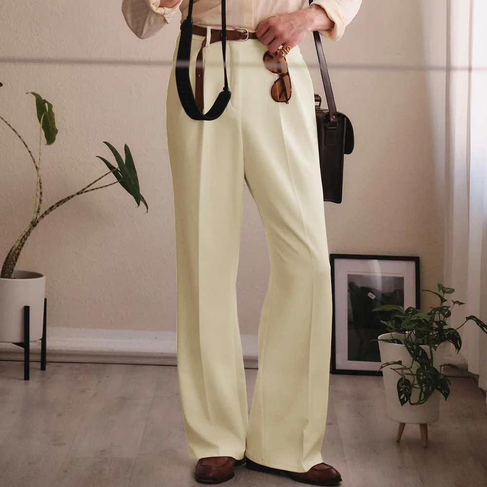 

Mens Dress Pants Straight Leg Flat Front No Pleat Slant Pocket Classic Solid Color Formal Trousers Business Casual Office Wear