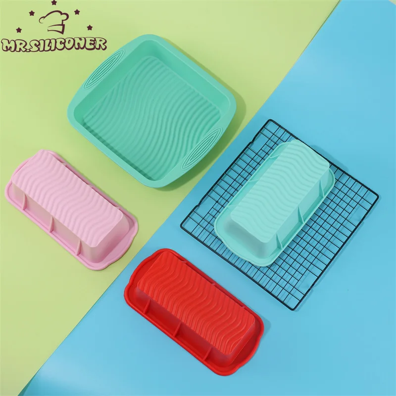2Pcs/Set Silicone Cake Mold Baking Accessories Rectangular Square Bread Mold Toast Pan Cake Moulds Home Kitchen Tools Moulds
