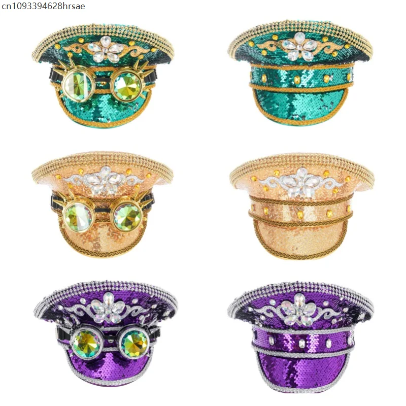 

Unisex Cosplay Bar Theme Punk Rivet Big Cap Sequin Hat Nightclub Performance Hat Party Hat Decorations