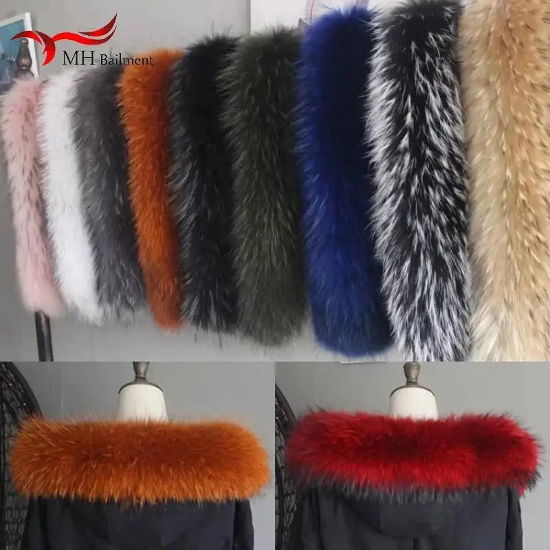 

100% Real Raccoon Fur Collar Winter Women Warm Scarf Scarfs Ladies Fashion Luxury Designers Genuine Brand Scarves Shawl ﻿