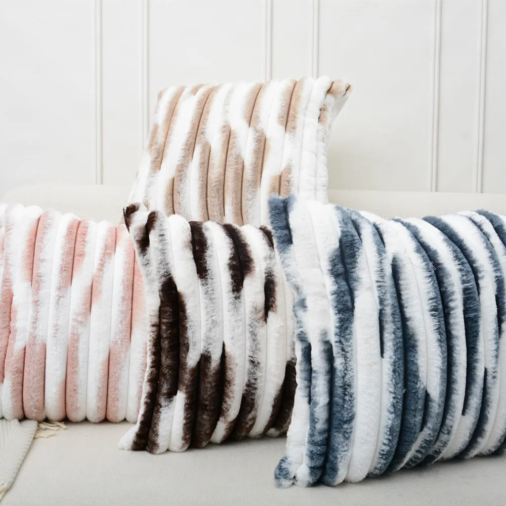 

Home Decoration Cushion Cover 45x45cm Pillowcase Plush Gradient Imitation Rabbit Fur Home Decoration Pillow Covers Winter Must