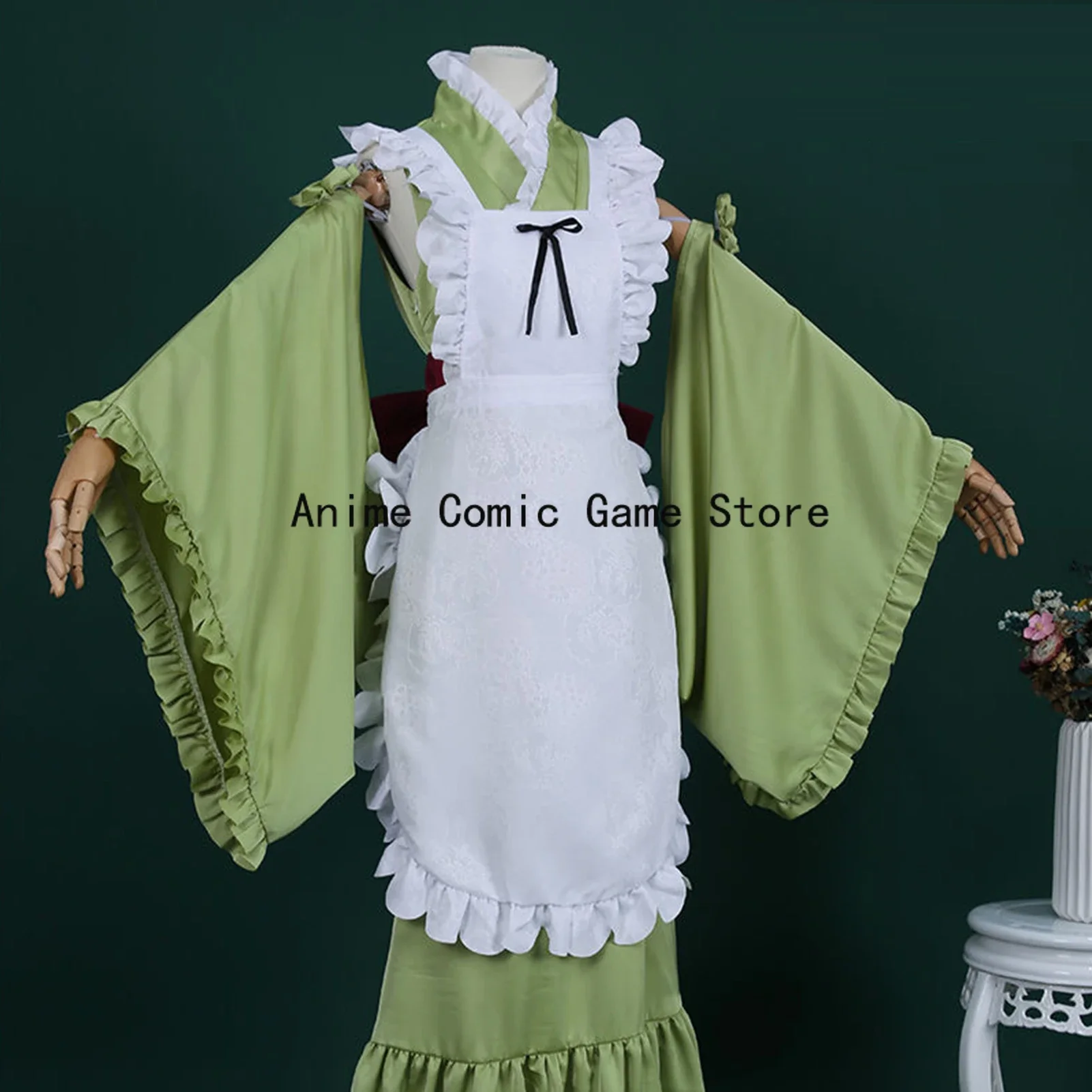 In Stock Miku Matcha Cosplay Anime Miku Green Kimono Dress Halloween Party Outfits for Women