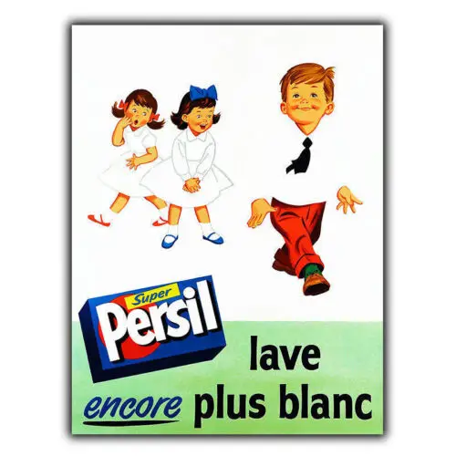 PERSIL - Placa metálica de pared con diseño francés, estilo vintage, para baño y cocina, con impresión publicitaria, de aluminio