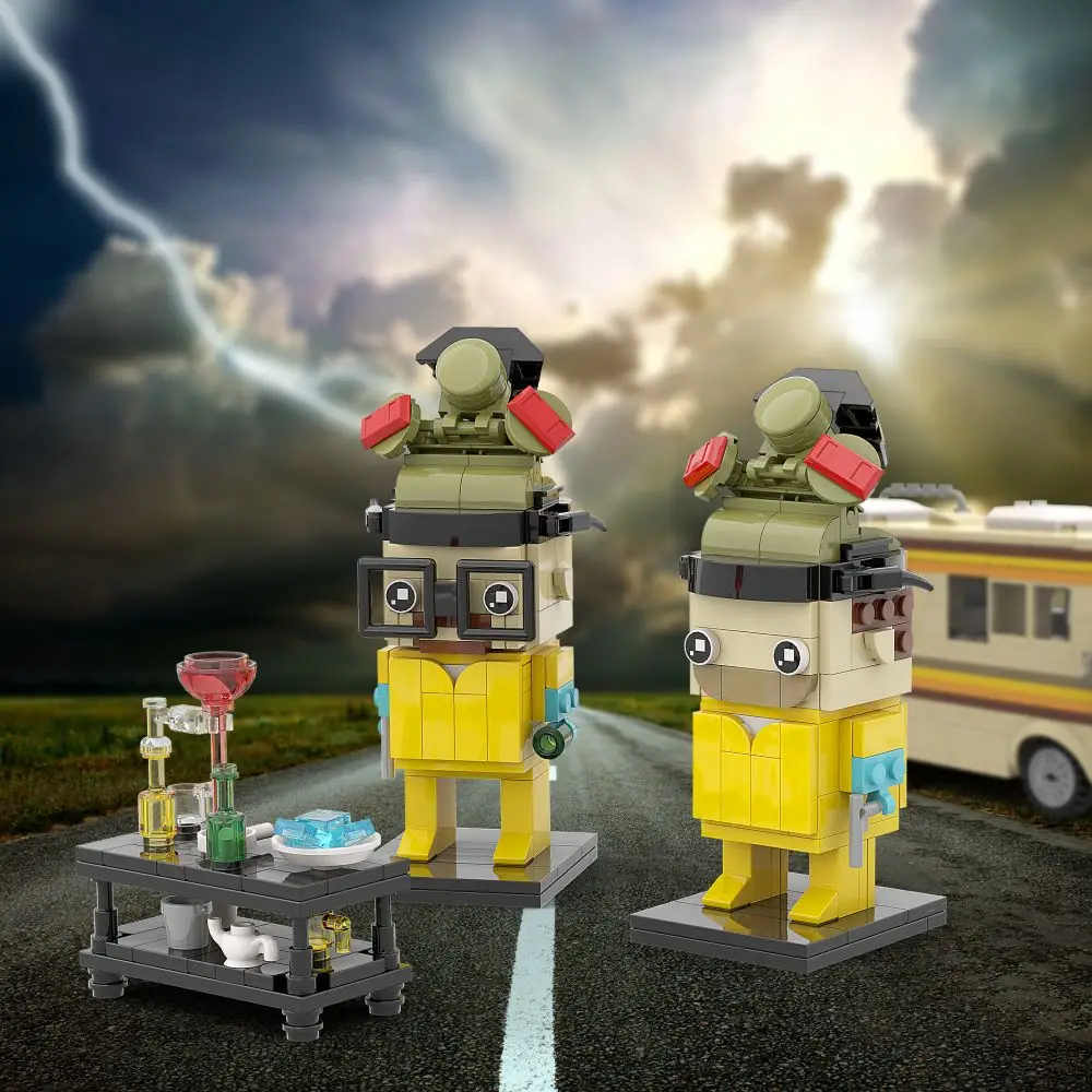 MOC 2024 New Pinkman Breaking Bad Walter White Brickheadz Building Blocks Set Figures And Pink Bricks Children Toy Dropshipping