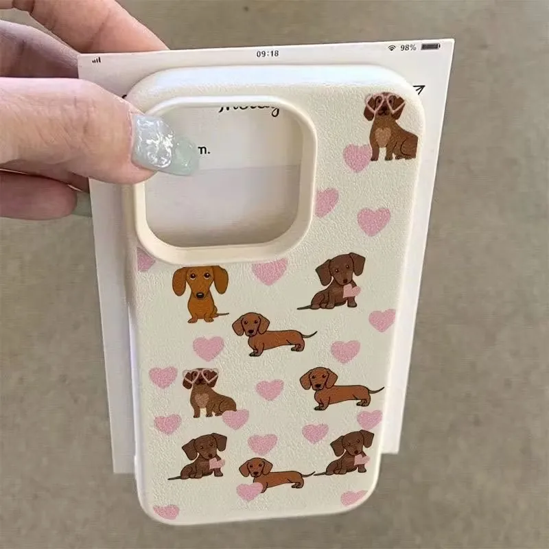 For iPhone 16 Case Dachshund Bear Pattern Soft Phone Cases for iPhone 17 Air 15 16 14 13 12 11 Pro Max XS XR Plus 17 Soft Cover view 3