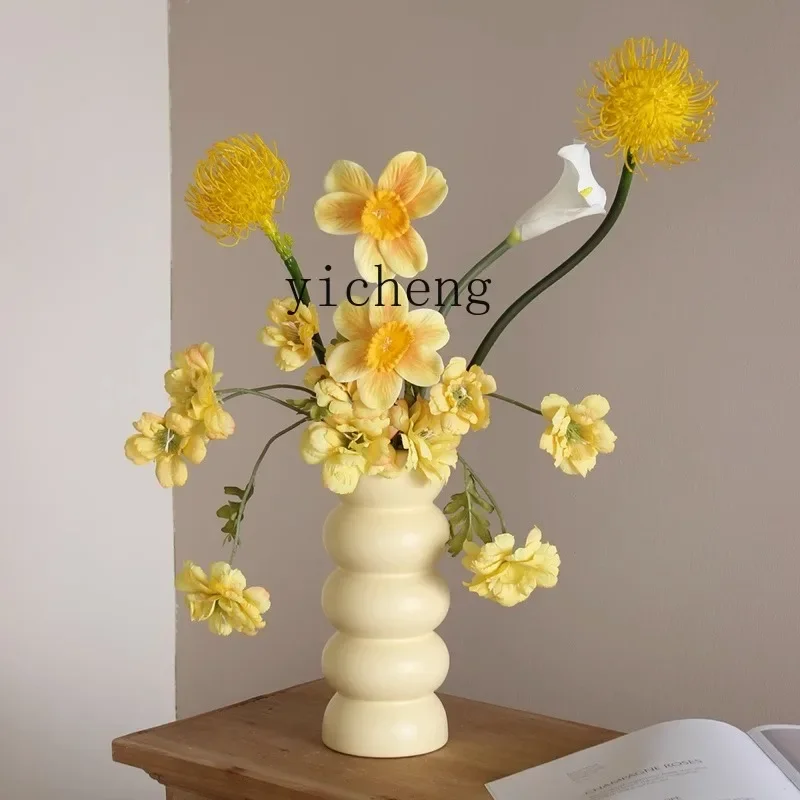 

ZK medieval ceramic vase, high-end sense retro wabi sabi creative water culture device ornament, high-value vase