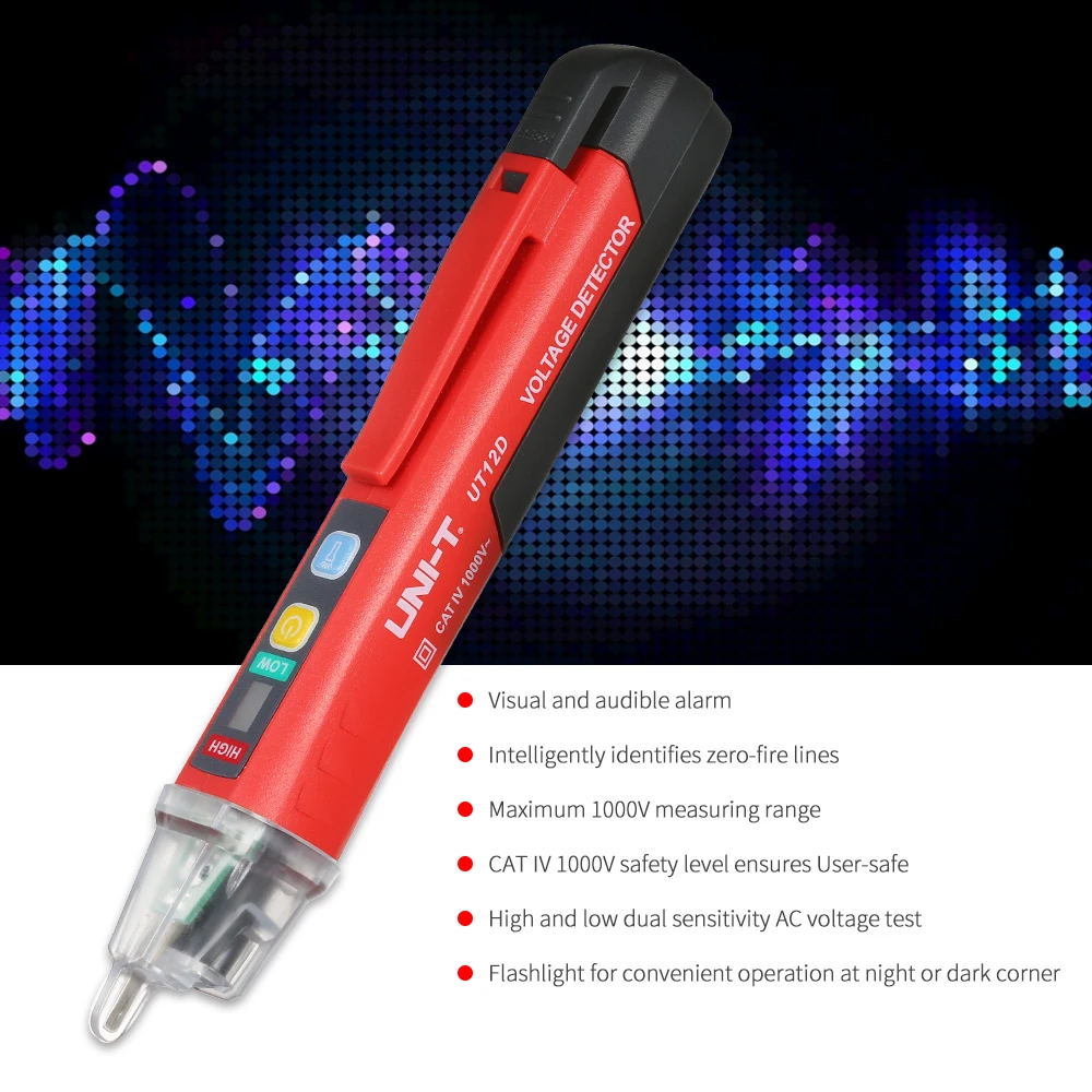 UNI-T AC Voltage Detector UT12D Non Contact Voltage Tester 12V-1000V Contactless Electric Tester Pen Power Sensor LED