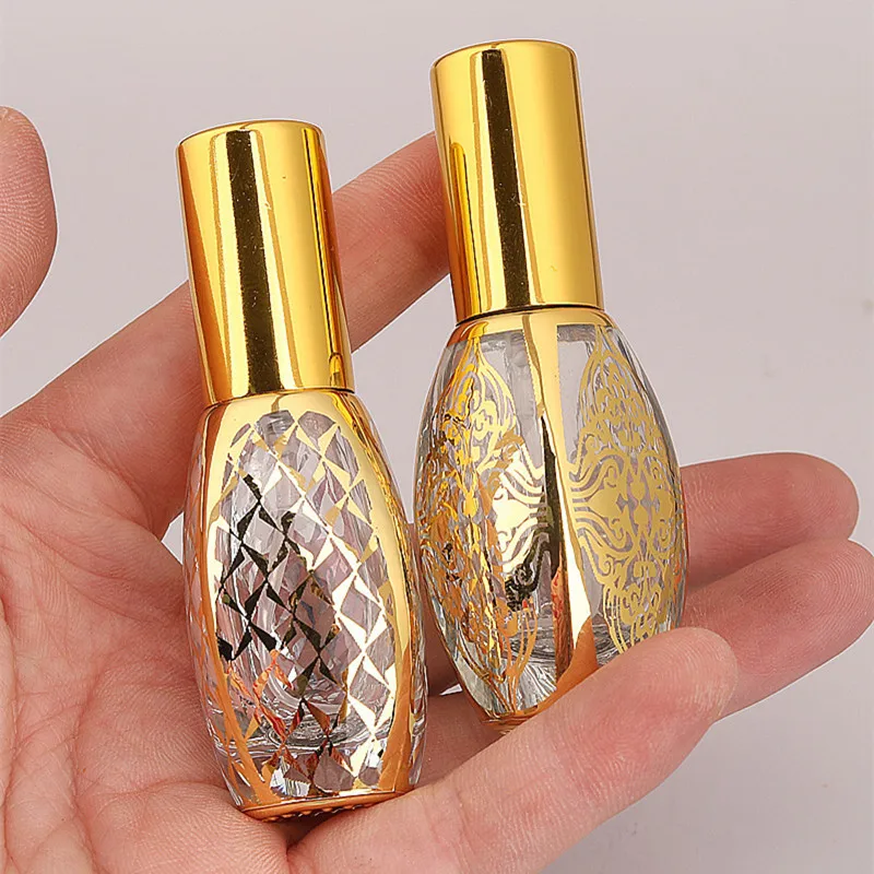 

50pcs 10ml Gold Glass Perfume Bottle Portable Refillable Empty Containers Cosmetic Spray Atomizer Travel Sub-Bottle