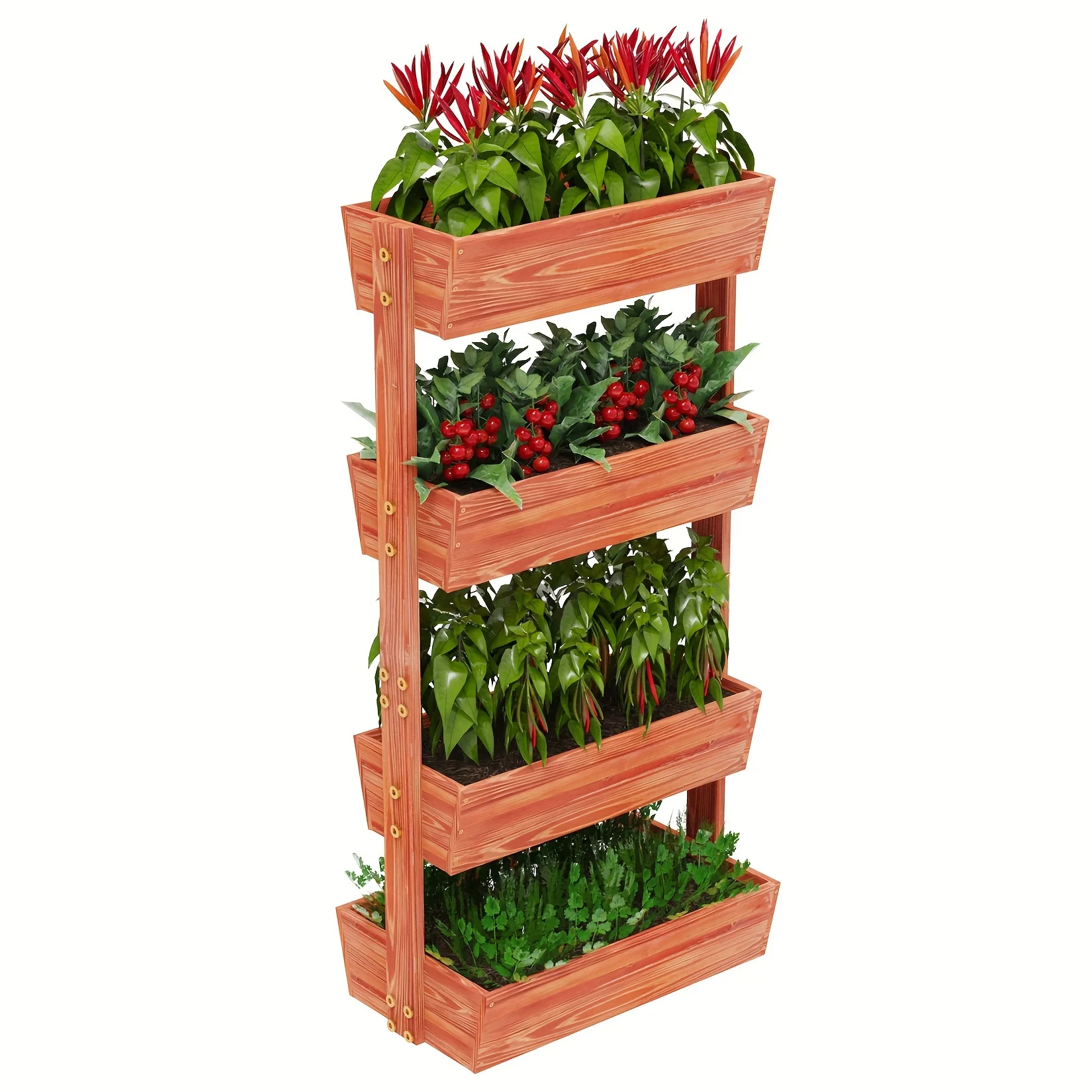 

4 Tiers Vertical Vegetable Garden Fur Wood Raised Garden Bed Planter Container Boxes for Growing Herbs and Veges