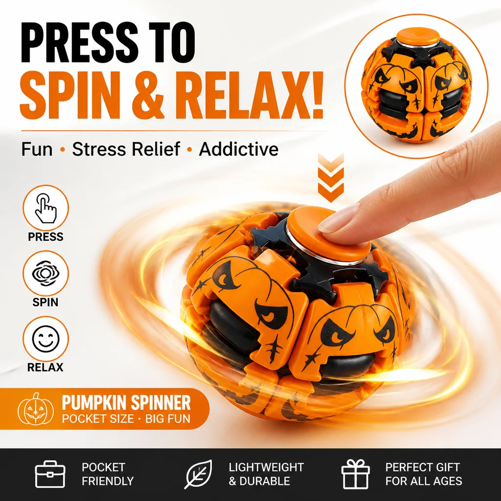 Press-to-Spin Ball Squeeze Toy New Creative Stress Relief Finger Fidgeting Adults Anxiety Relief Stress Sensory Halloween Toy