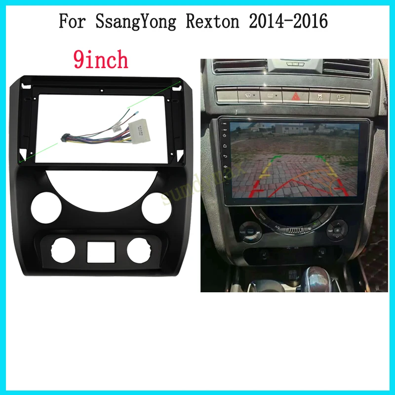 

9inch Car Radio Fascia For Ssangyong Rexton 2013-2016 car radio Frame Kit Adapter Face Panel Frame Trim Dashboard cable