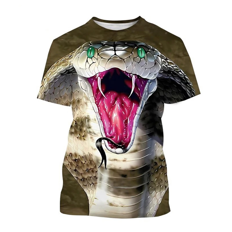 Summer Animal Snake 3D Print T-Shirts Men\'s Women Casual Short Sleeve T Shirt Oversized Harajuku Y2k Top Tees Kid Funny Clothing