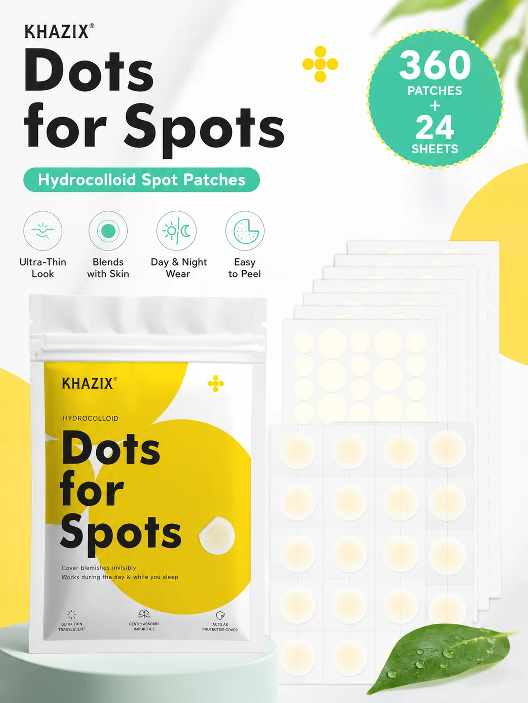 384pcs Hydrocolloid Blemish Patches Invisible Acne Spot Cover Pimple Patch for Face Skin Care Mixed Sizes