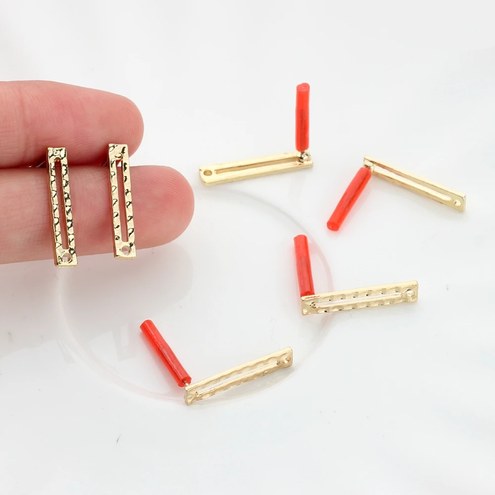 Zinc Alloy  Simple Rectangles Earring Base Connectors Linker 10pcs/lot For DIY Drop Earrings Jewelry Making Accessories