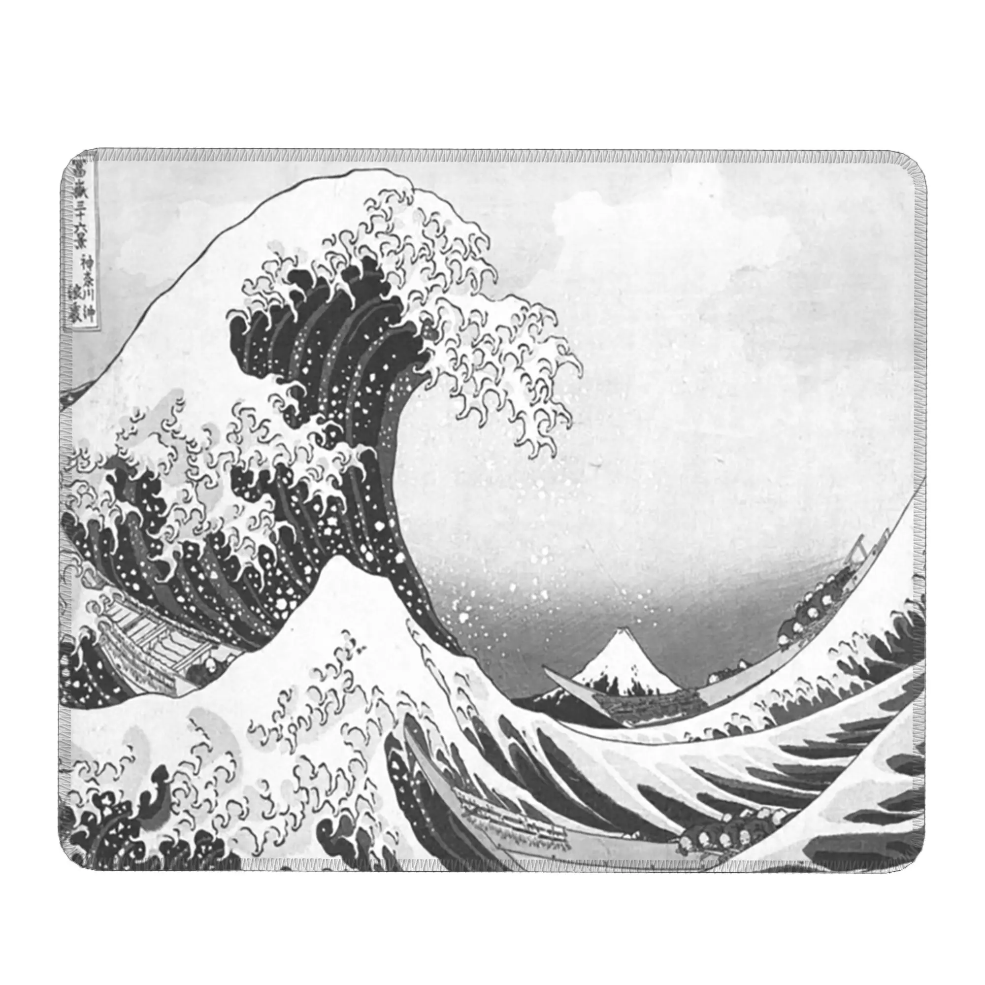 Black White Japanese Waves Sea Mouse Pad Computer Keyboard Mouse Mat Gamer PC Laptop Desk Mat Office Accessories Table Mats