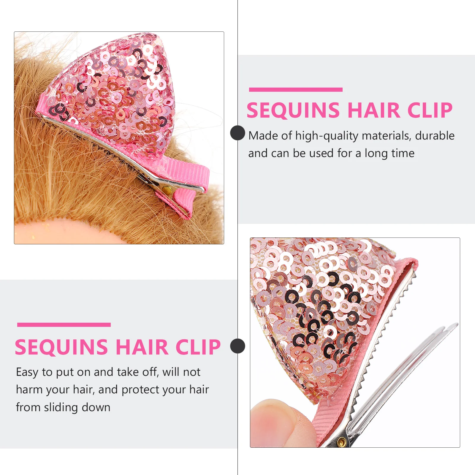 

8pcs Cat Ears Hair Clips Glitter Sequins Kitten Ear Hairpin For Cosplay Makeup Ear Hair Accessories Women Gift