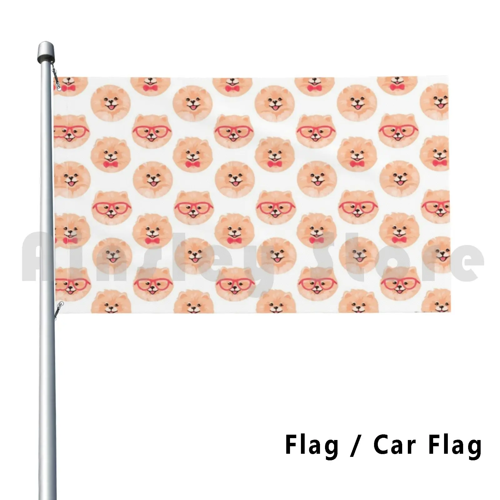 Cute Pomeranian Repeat Style Fashion Outdoor Decor Flag Car Flag 2376 Pomeranian Abstract Fashion Stylish Boho