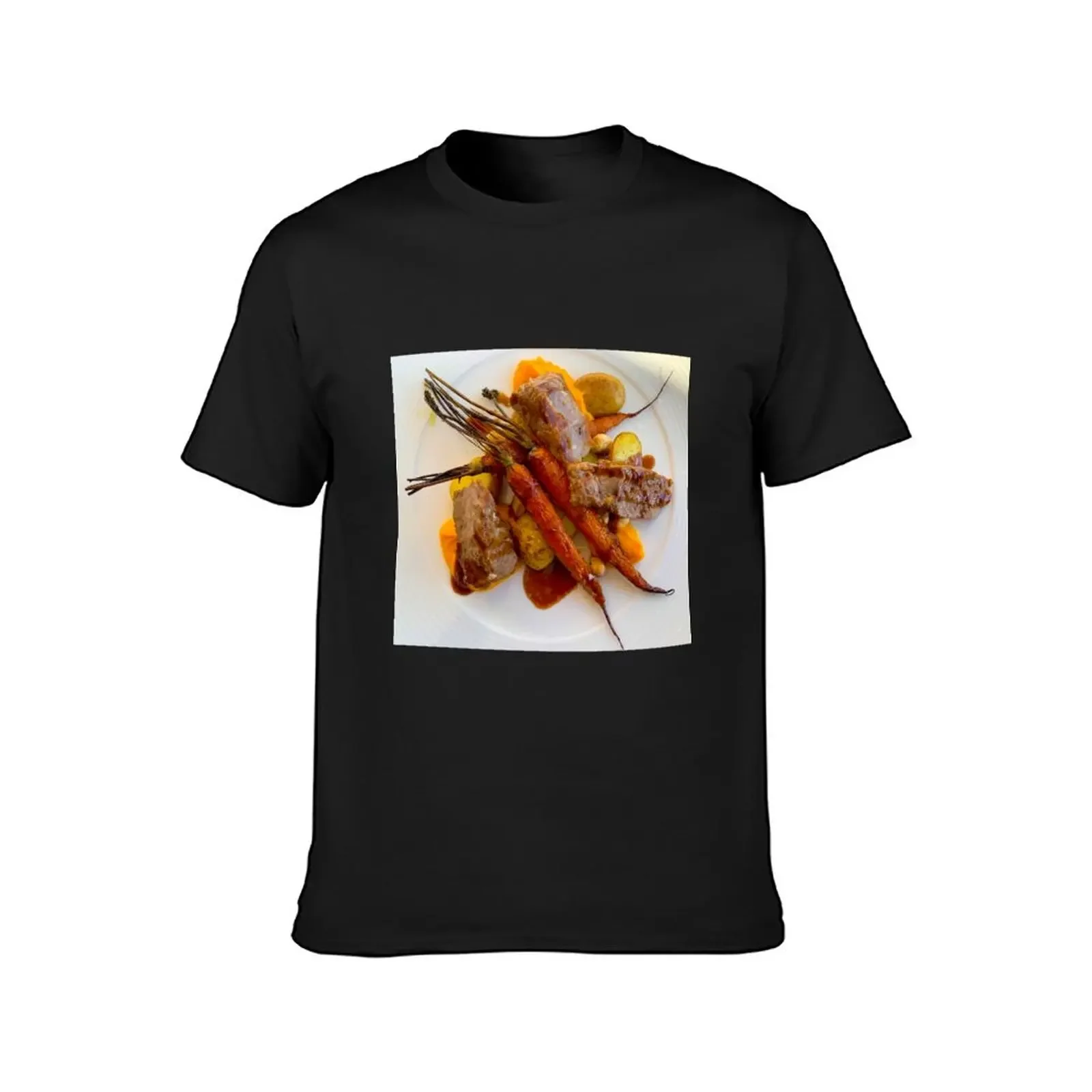 Luxury Plate with Meat and Carrots on a Plate T-Shirt vintage t shirts cute clothes blacks t shirt men 100℅ cotton