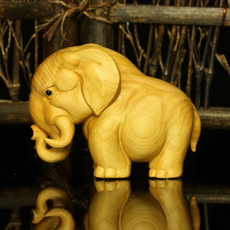 TB200 --- 7cm long Beautiful Carved Boxwood Carving : Elephant