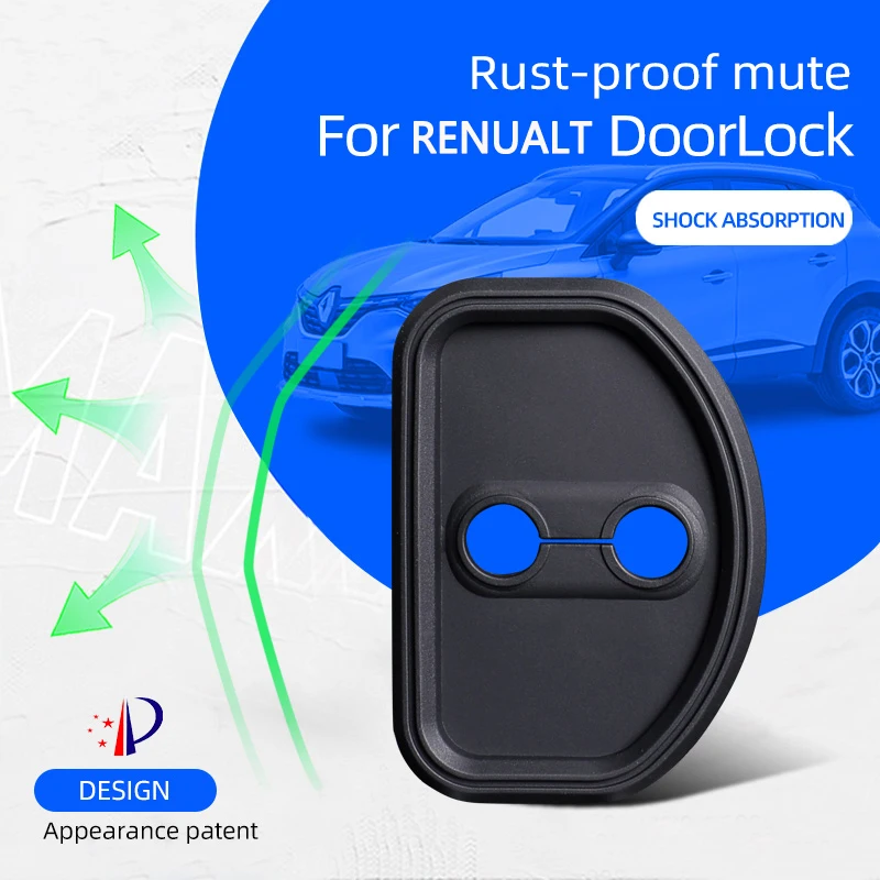 

4Pcs Black Silicone Door Lock Buckle Protective Cover Shock Mute Pad for RENUALT Fluence Megane 2011-2015