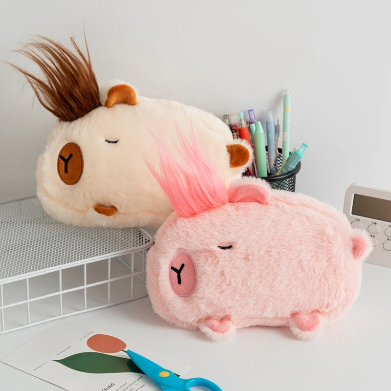 Large Capacity Creative Pencil Bag Cute Cartoon Capybara Stationery Storage Bag Multi-functional Pen Bag School Supplies