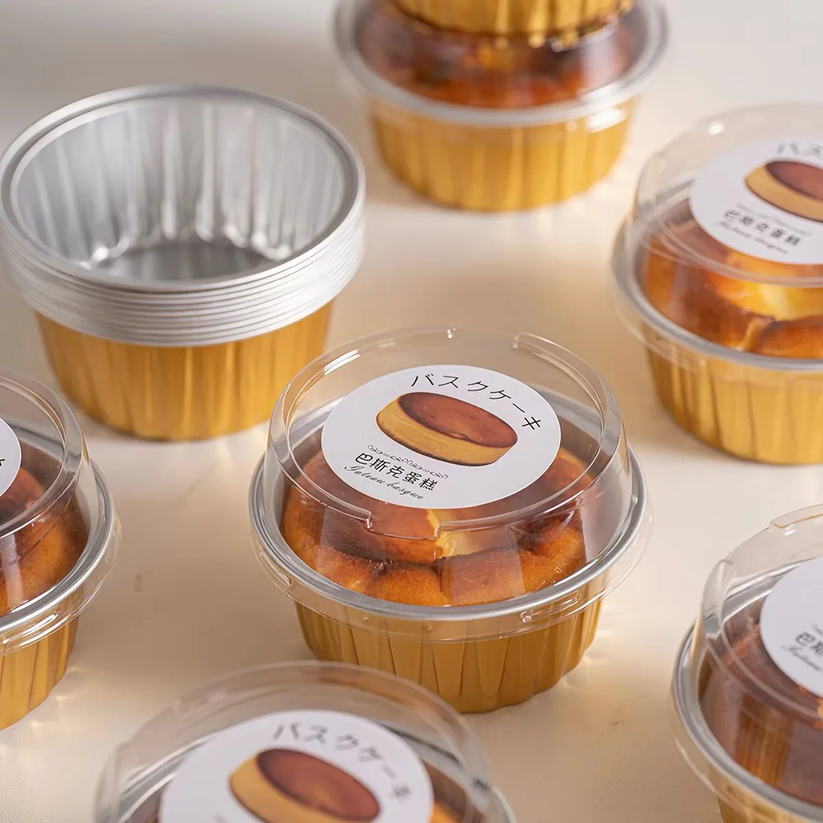 Tin Foil Bowl Aluminum Foil Box Baking-Resistant Cupcake Semi-Cooked Cheese Box Cheese Cup Baked Milk Baked Egg Rice Cake Caramel Pudding 100Pcs