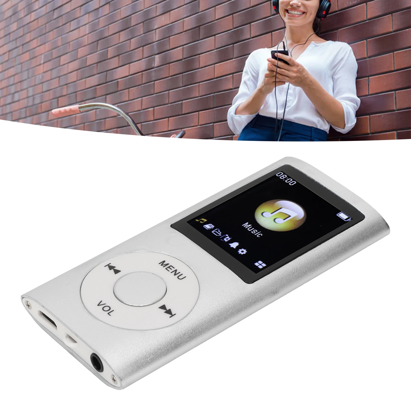 MP3 Player Stylish Multifunctional Lossless Sound Slim 1.8 Inch LCD Screen Portable MP3 Music Player