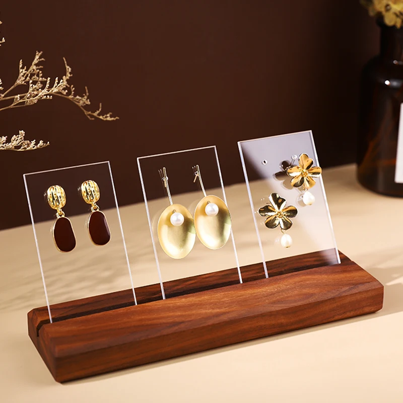 Walnut Jewelry Rack Holders, Earring Display Stand, Fashionable Women's Earrings Organizer, Wooden Jewellery Tray