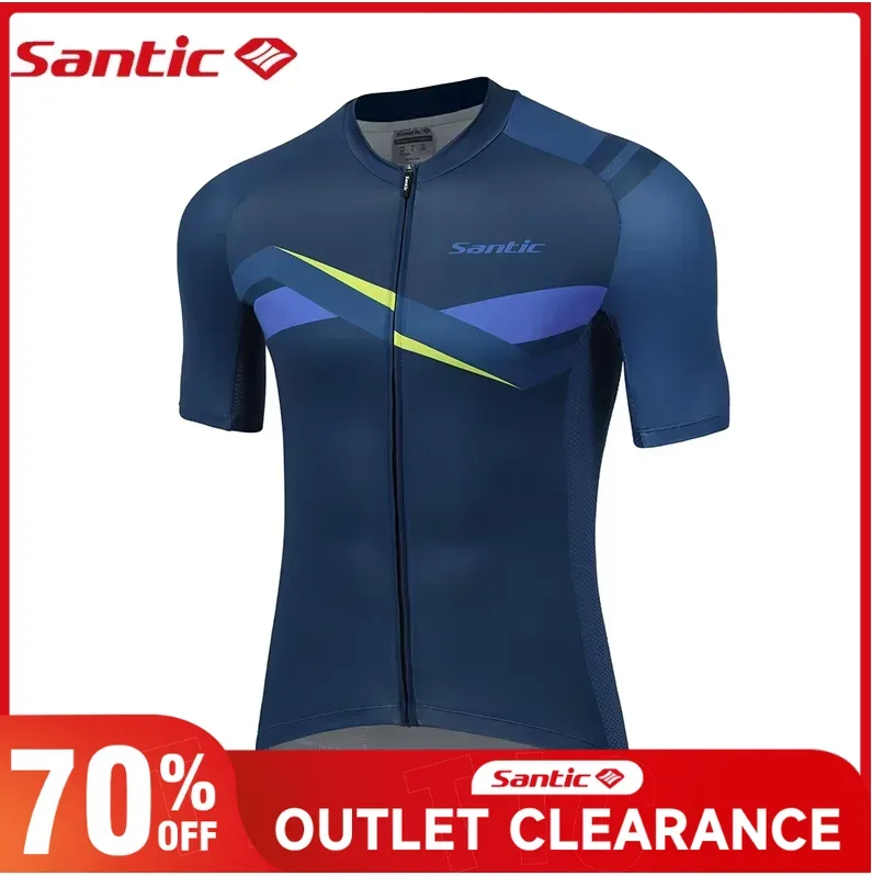 Santic Men's Cycling Jersey Summer Breathable Quick Dry Skin Friendly Bicycle Clothing Short Sleeve Full Zipper MTB Biker Shirts