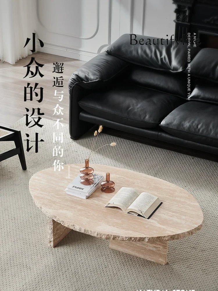 Mesa de centro de piedra de cueva Natural estilo Qiji, mesa de té creativa de diseño Irregular Retro francés para sala de estar