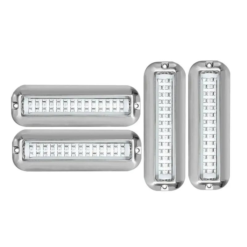 A84X-Yacht Underwater Light 4Pcs 42LED Stainless Steel IP68 Waterproof Marine Navigation Light Boat Lamp