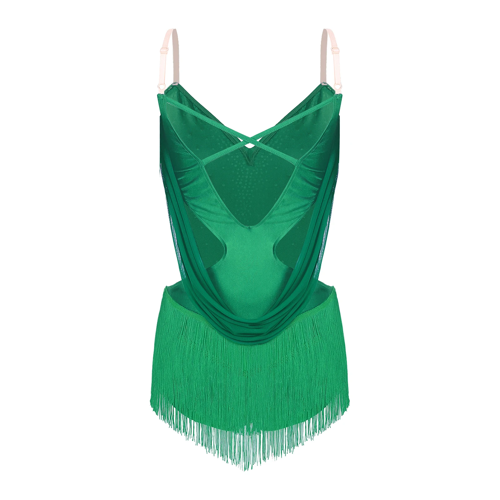 レディースラテンダンスドレスタッセルダンスレオタードキラキララインストーンフィギュアスケートチャチャサンバタンゴ社交フリンジ付きボディスーツ