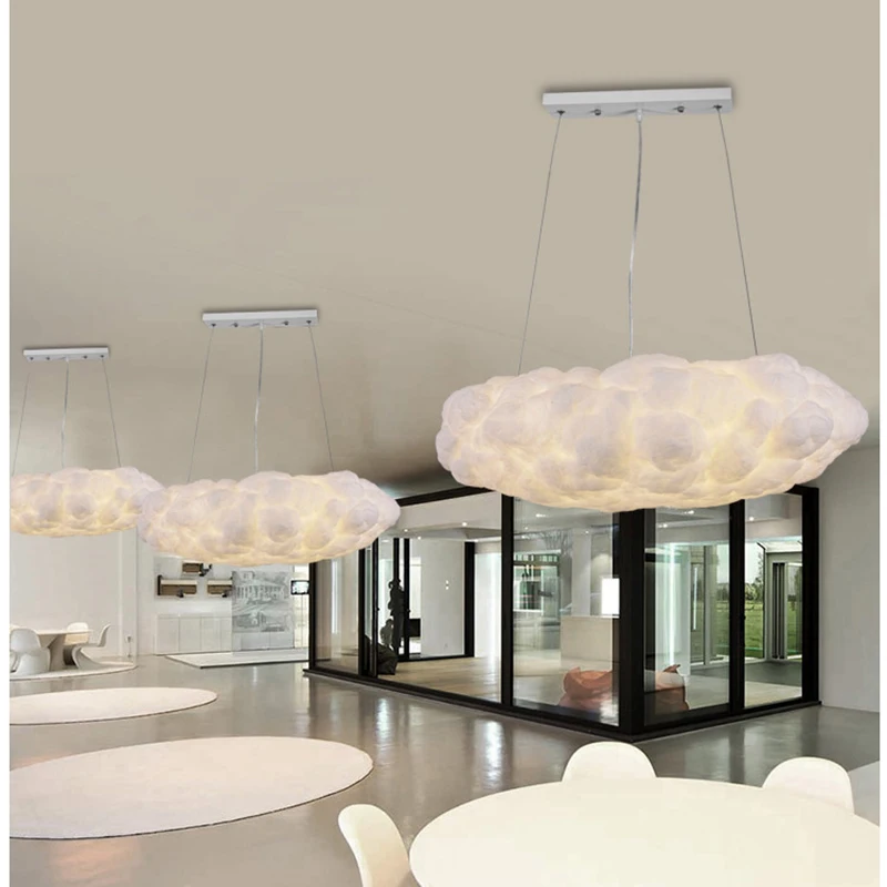 Modern White Floating Cloud Pendant Lights Cloud Chandeliers Dining Room Hanging Lamps Creative Internet Celebrity Cloud Lights