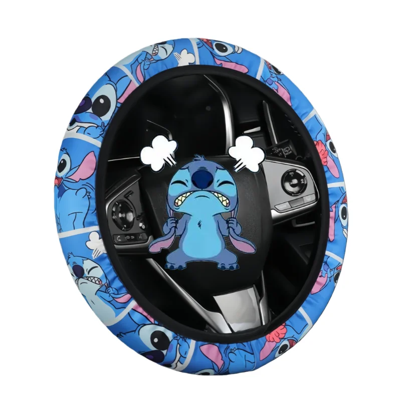 

Чехол на руль Lilo & Stitch 15 дюймов с милым принтом Стича, кавайный, для автомобиля, аниме-фигурка, косплей