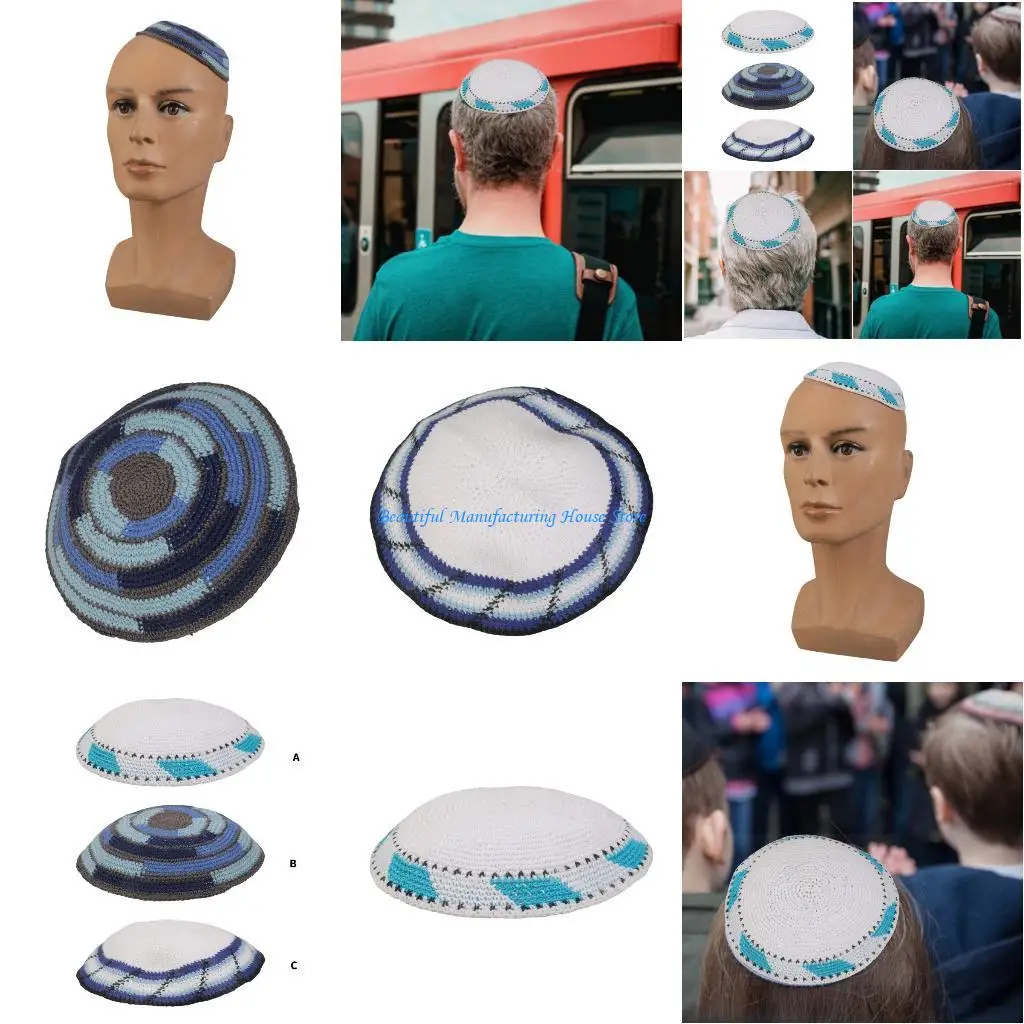 

E56A Elegant Jewish Ceremonial Cap Comfortable Yarmulke Hat Quick Dry Fabric
