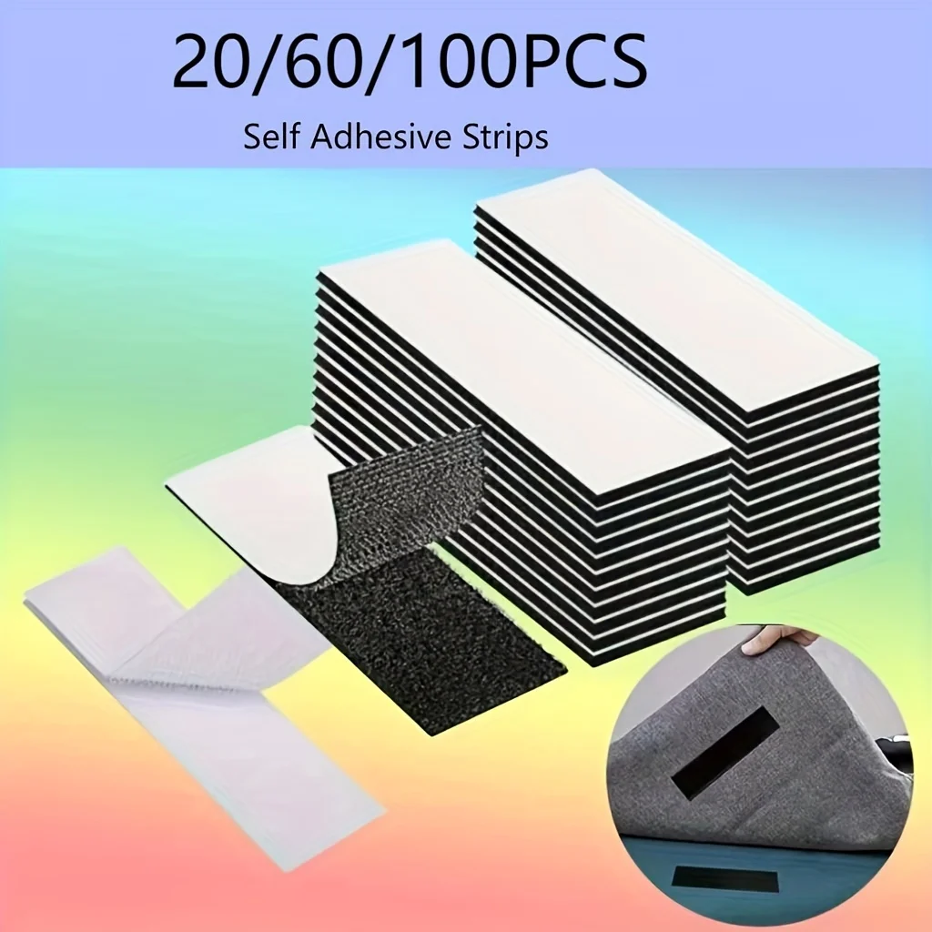 

10Pcs Strong Self-Adhesive Hook and Loop Fastener Tape Rectangle Nylon Sticker Adhesive Tape With Strong Glue For DIY CraftNylon