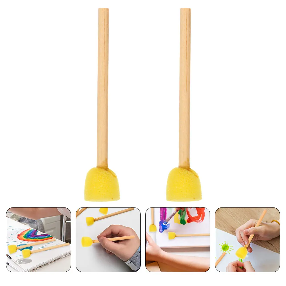 

6pcs Kids Round Brush Set For Crafts Durable Art Tools Creative Diy Stippler Stamp Face Painting Kit Round Sponge Brushes For