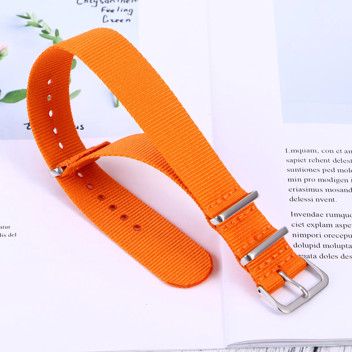 حزام ساعة من النايلون 22 ملم، حزام منسوج عالي التحمل للرجال والنساء، مرفق آمن، سهل التركيب باللون البرتقالي