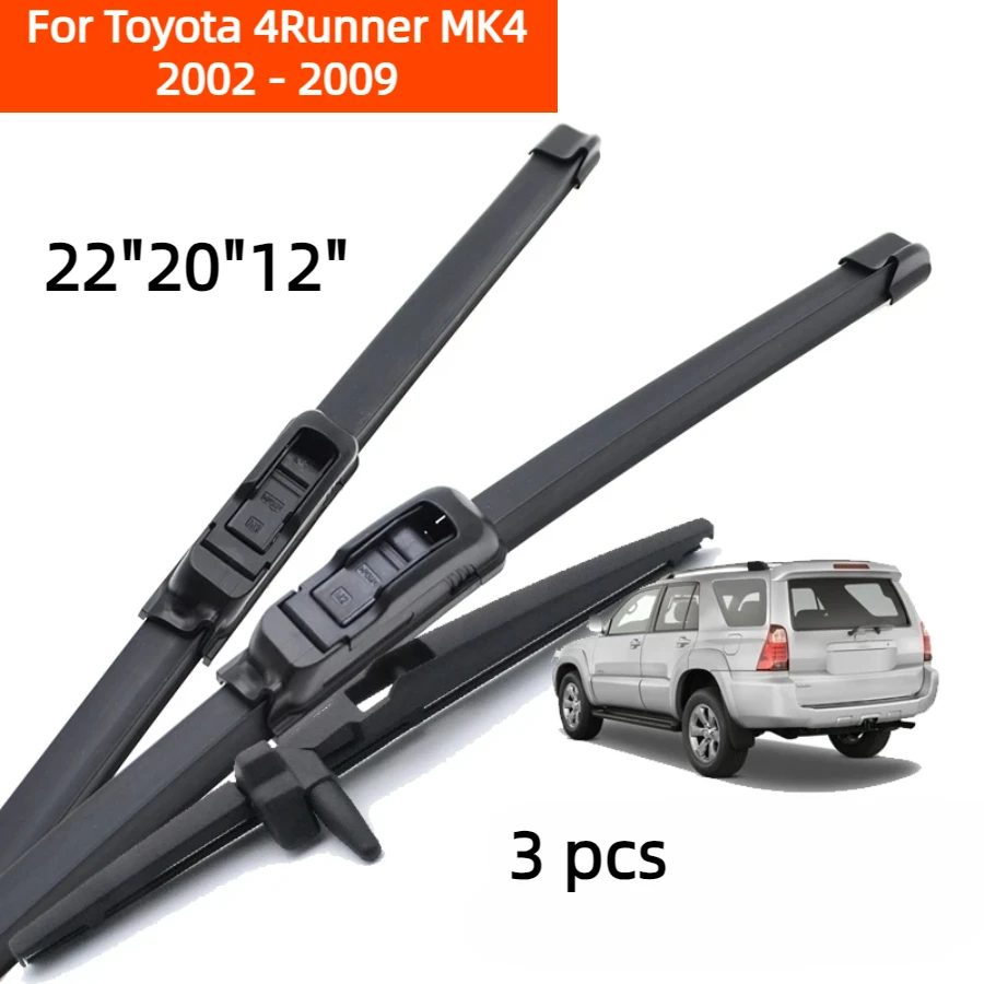 ZHANGU Set pisau Wiper depan & belakang, Kit Untuk Toyota 4Runner MK4 2002 - 2009 sikat jendela kaca depan 22 "20" 12"