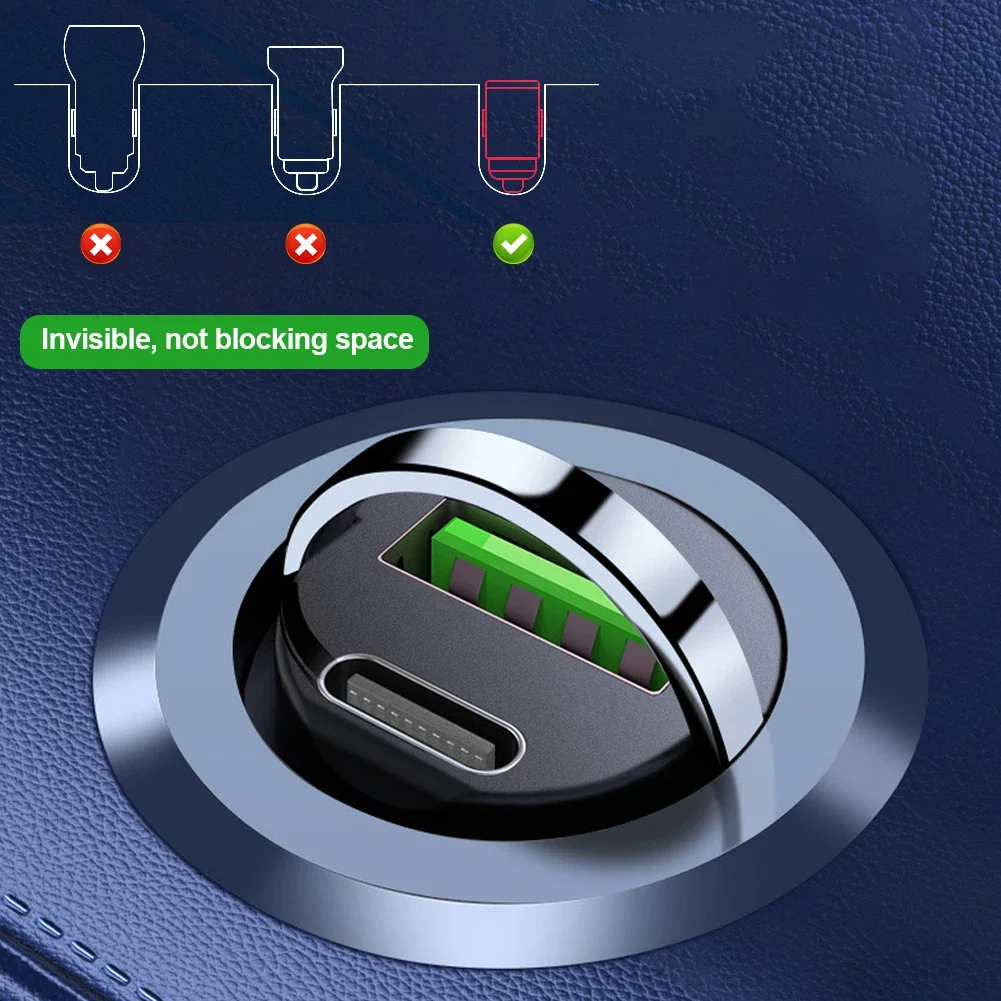 Mini Dual Ports Pull Ring Car Charger USB Fast Charging for iPhone Huawei Xiaomi Samsung QC 3.0 Phone Convenient Charger Adapter