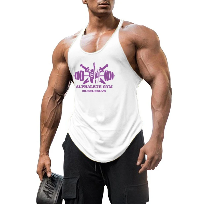 Men's Summer Cotton Breathable Y-Back Tank Tops Gym Bodybuilding Fitness Workout Casual Muscle Sleeveless Singlet Tee Top