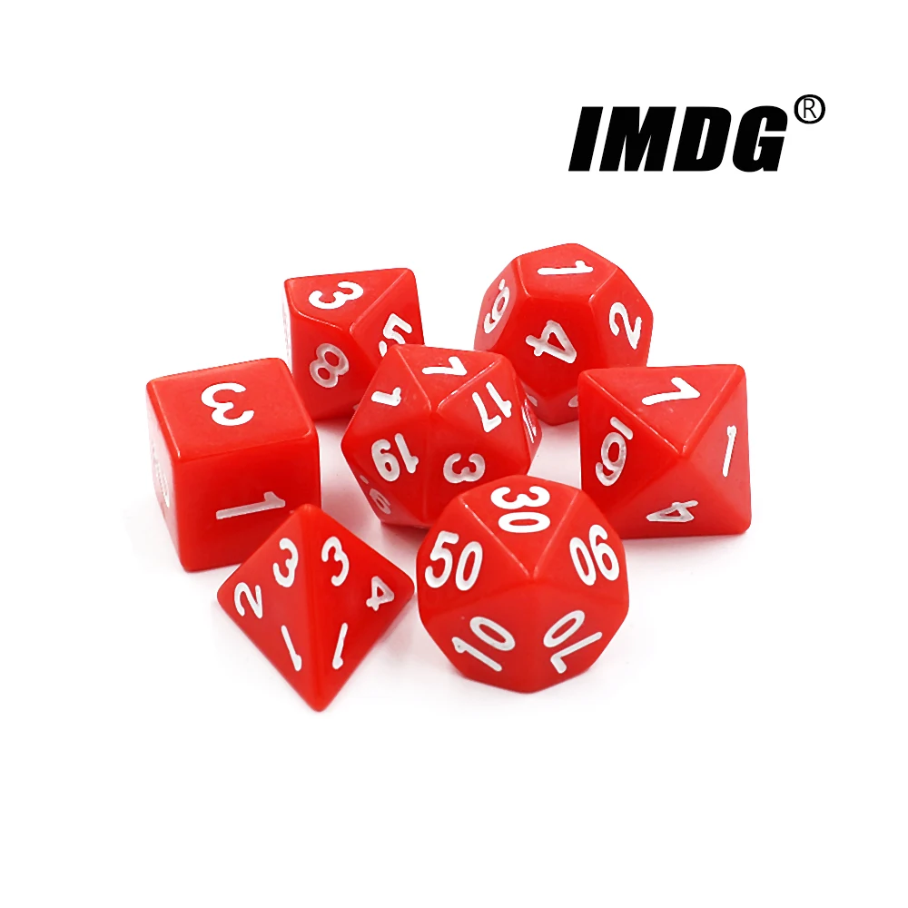 IMDG-Dados Poliedro para Jogo DND e RPG, Cor Sólida, Cubos Digitais Multicoloridos, Dados Acrílicos, 7PCs por Conjunto