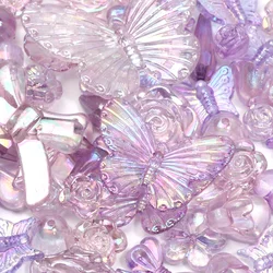 20g Mix Purple ABS Acrylic Beads Loose Spacer Beads For Diy Jewelry Making Bracelet necklace Keychain Phone Chain Accessories