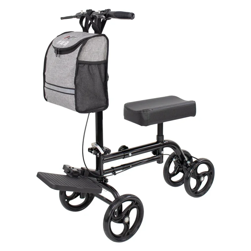 Four Wheeled Aid Knee Bike Single Leg Walker Foldable Rehabilitation Walker Disabled Foot Walking Ankle Walker Height Adjustable