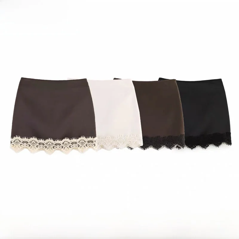 

Spring Summer New Arrival Women's Fashion Simple Matching Lace Hem Skirt Pants Street Style Anti-Static Polyester Fiber