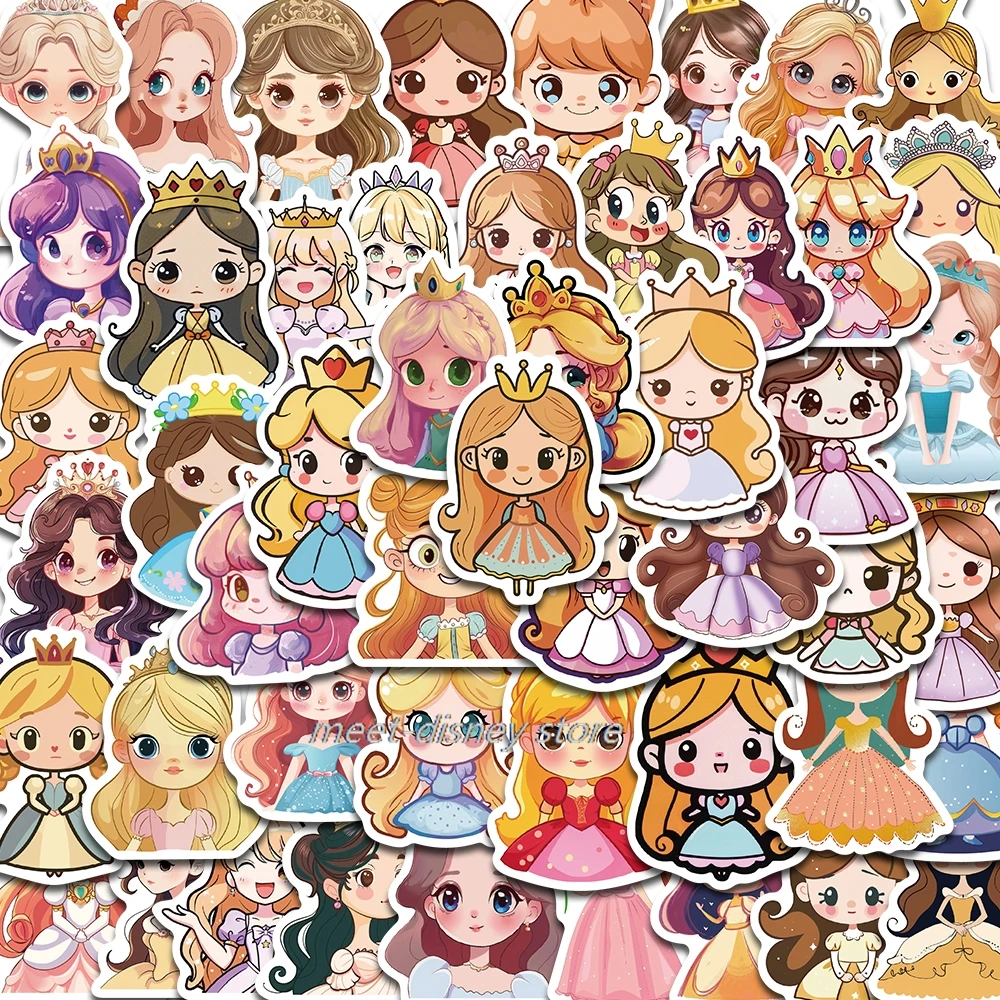 DIY 기타 수하물 장식 방수 휴대폰, 만화 공주 스티커, 크리에이티브 스케이트보드, 50 개, 신제품